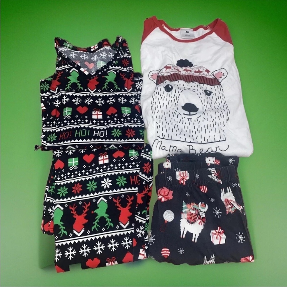 Two Pair Christmas PJ’s Small Reindeer /  Medium Target Mamma Bear Llama Pants